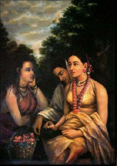 Raja Ravi Varma Shakuntala despondent Spain oil painting art